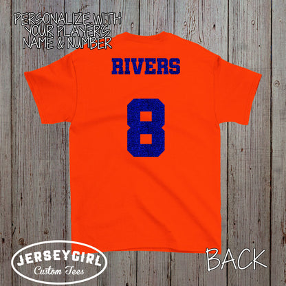 glitter softball mom shirt with name & number