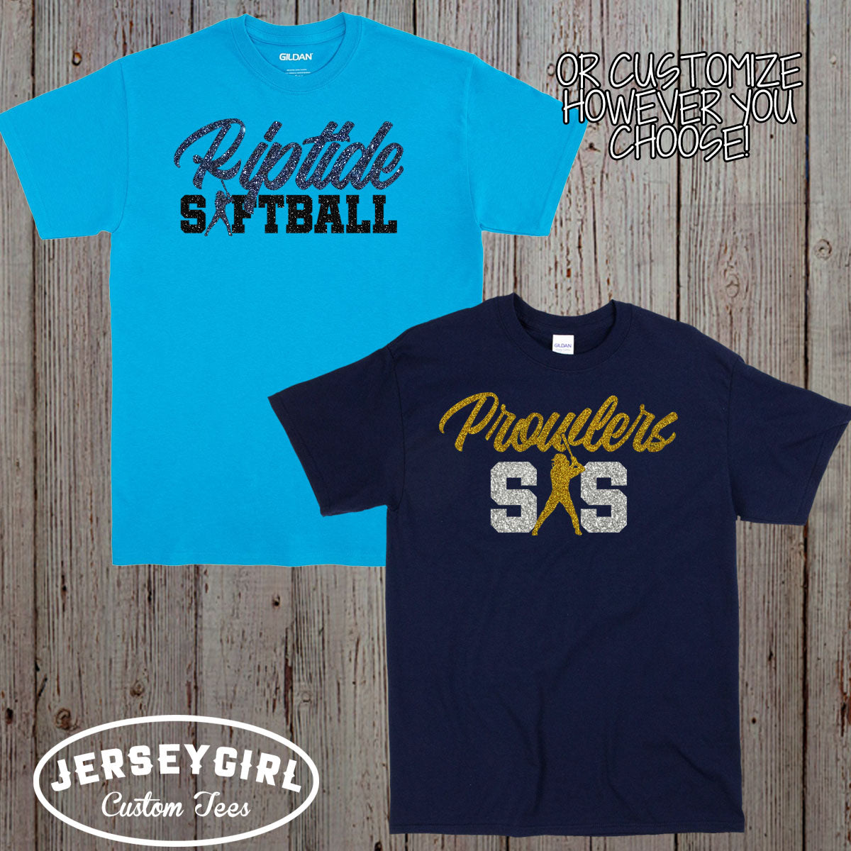 glitter softball mom shirt with name & number