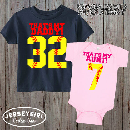 personalized That's My Softball bodysuit / toddler shirt