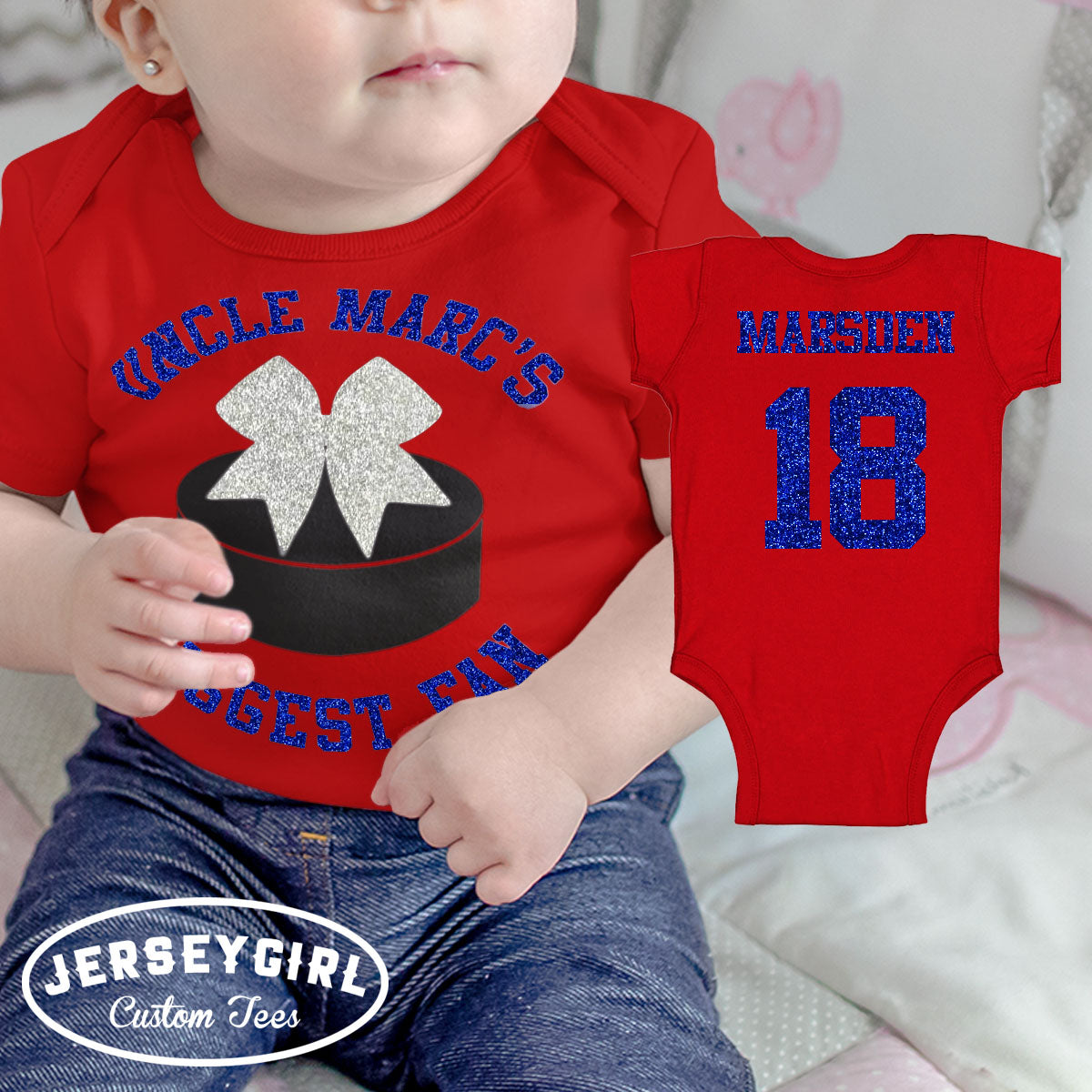 Uncle's Biggest Fan hockey baby bodysuit or toddler shirt