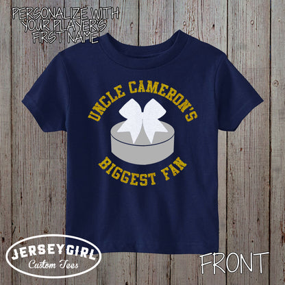 Uncle's Biggest Fan hockey baby bodysuit or toddler shirt