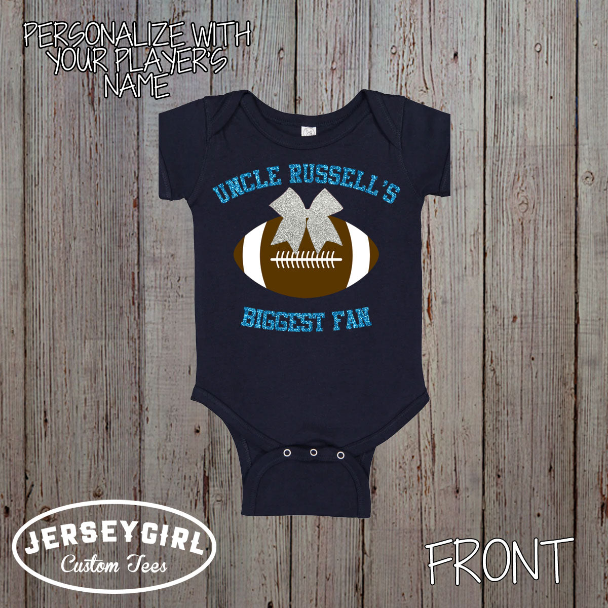 custom little cousin biggest fan football bodysuit