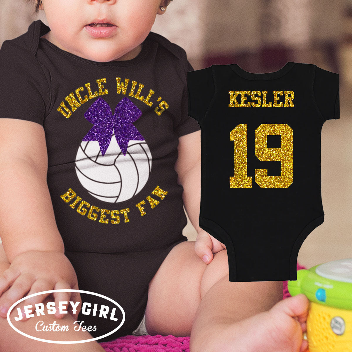 Uncle's Biggest Fan Volleyball Baby Bodysuit / Toddler Shirt