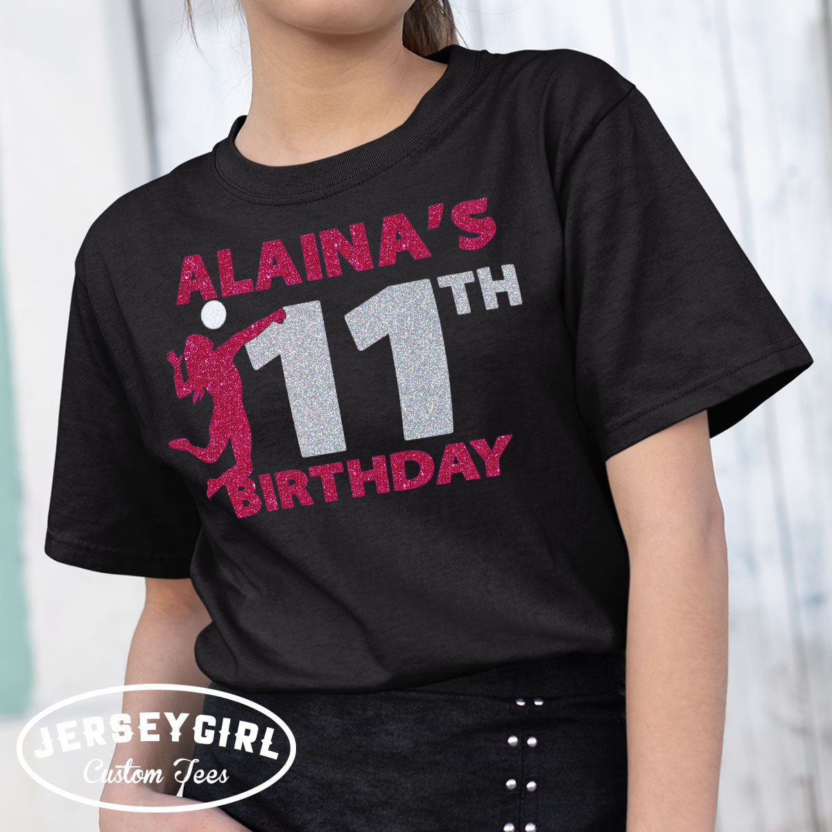 custom volleyball birthday shirt