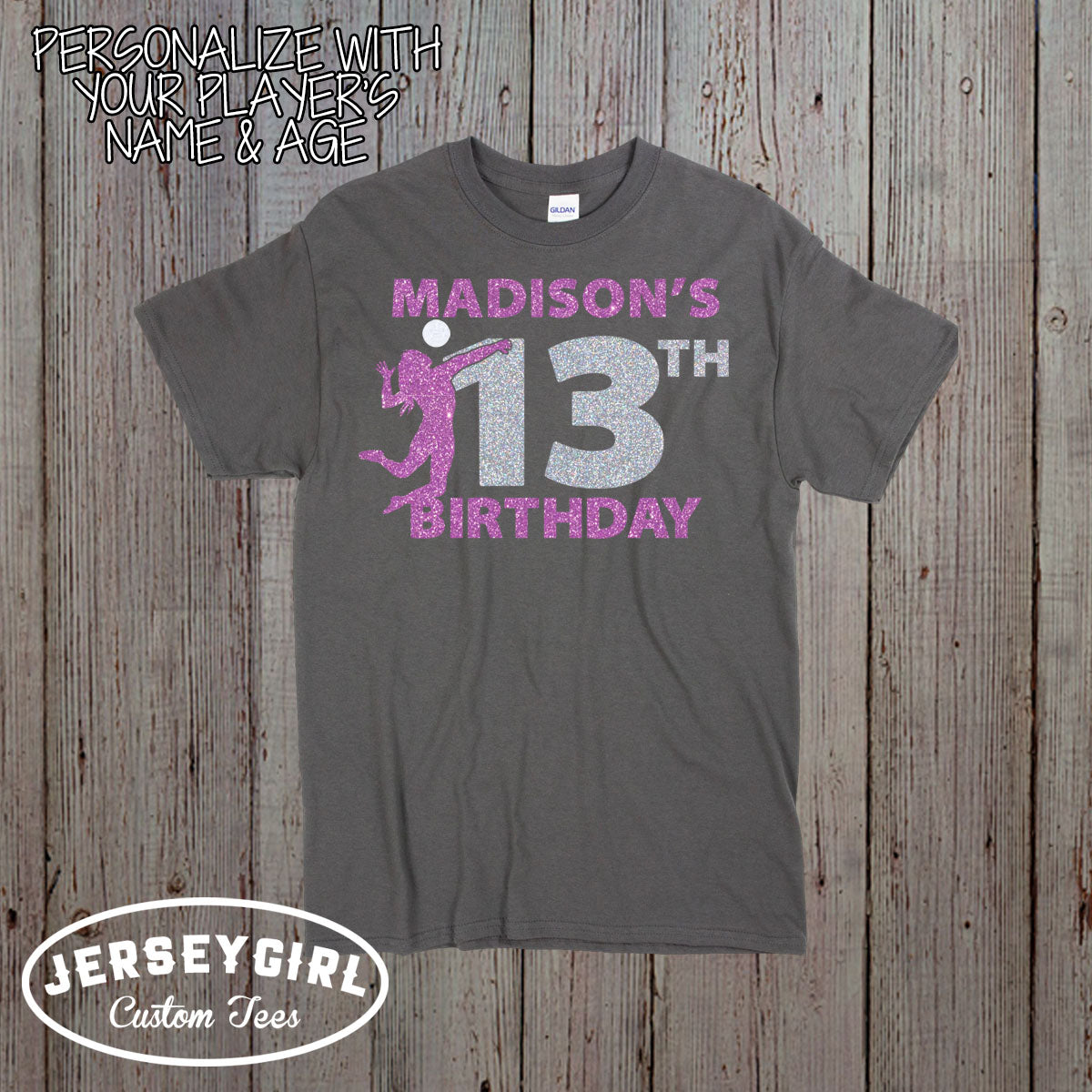 custom volleyball birthday shirt