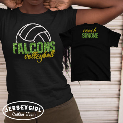 personalized glitter volleyball coach shirt