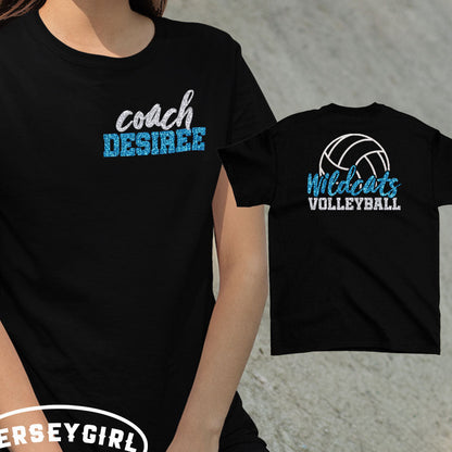 custom glitter volleyball coach shirt