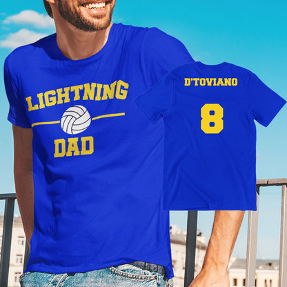 personalized volleyball dad shirt with name & number