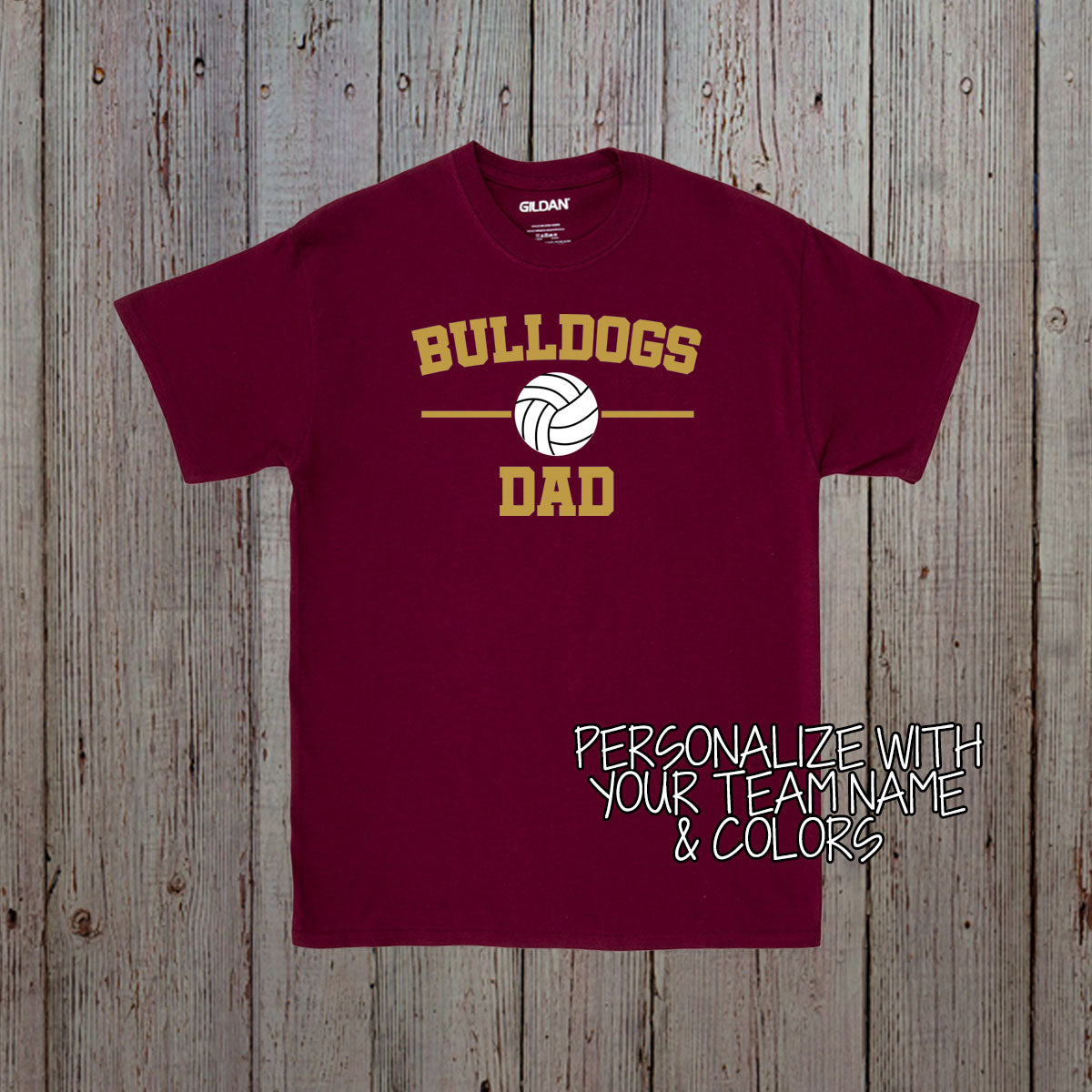personalized volleyball dad shirt with name & number