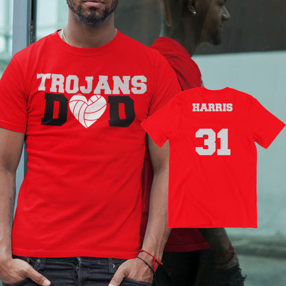 custom volleyball dad heart shirt with name & number