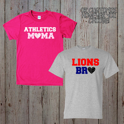 custom volleyball dad heart shirt with name & number