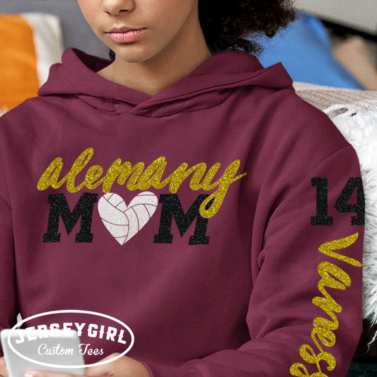 Personalized Volleyball Heart Mom Sweatshirt