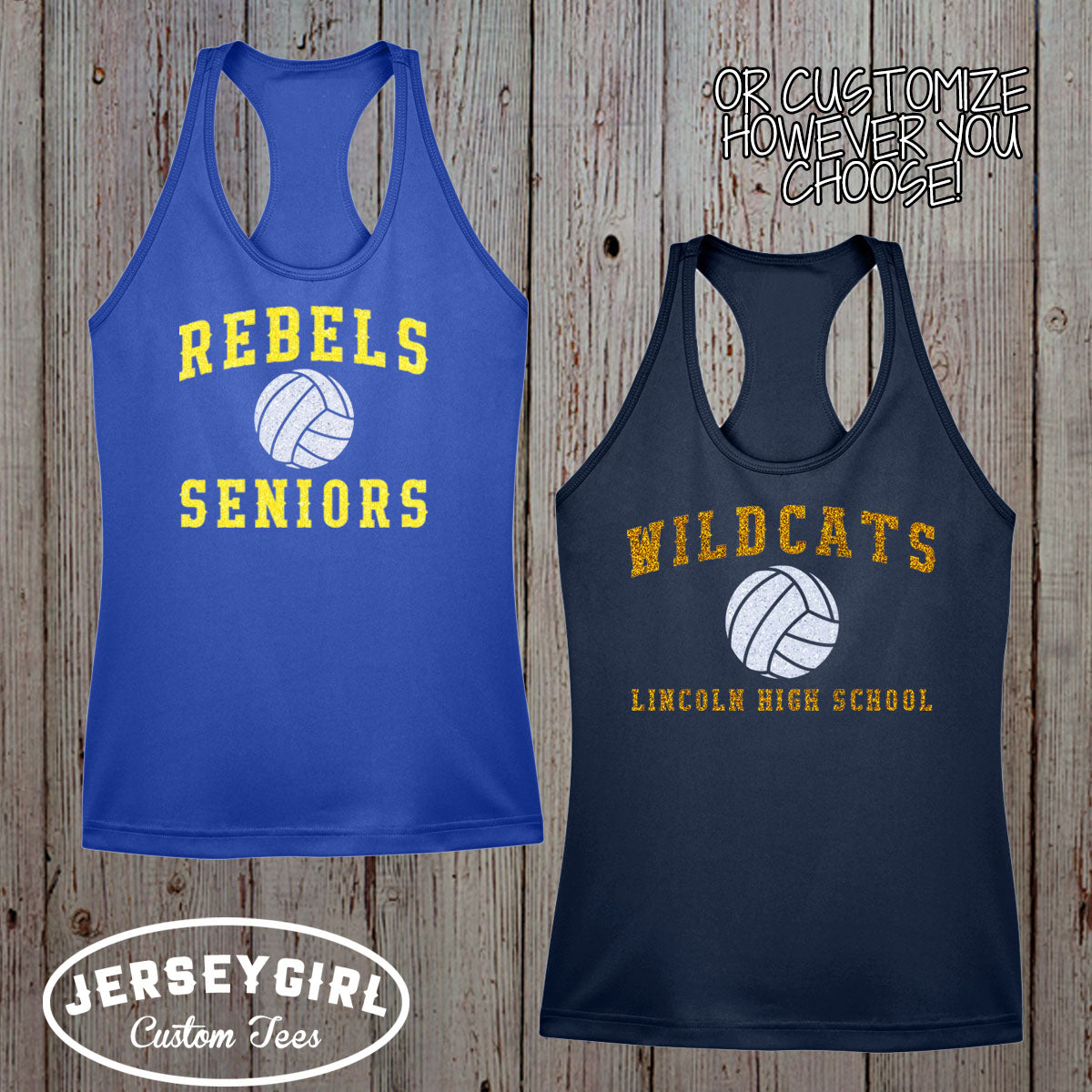 custom glitter volleyball tank top