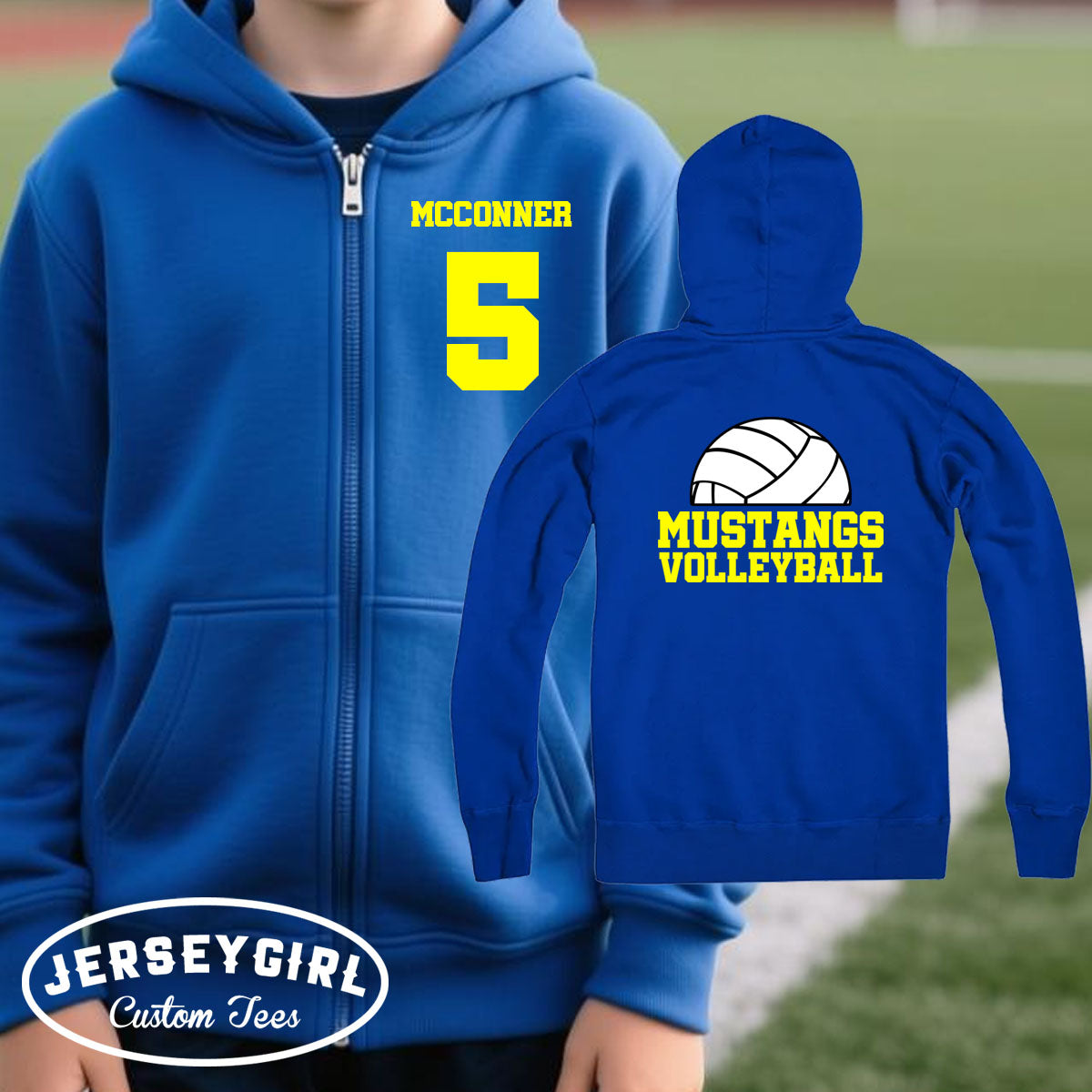custom volleyball zip up hoodie