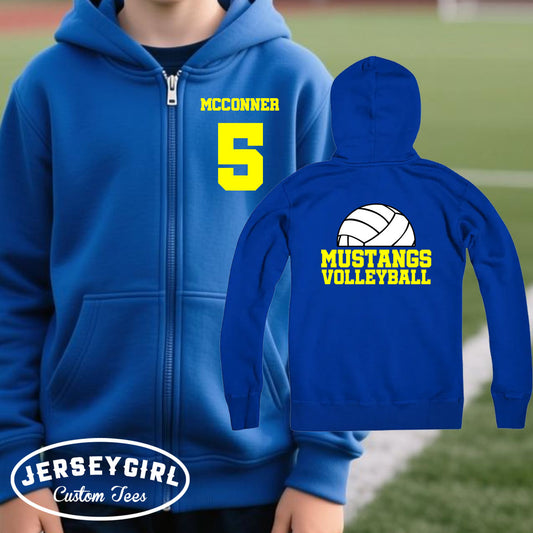 custom volleyball zip up hoodie
