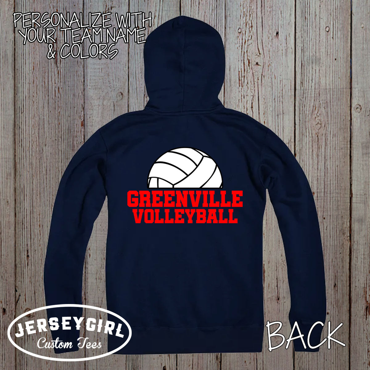 custom volleyball zip up hoodie