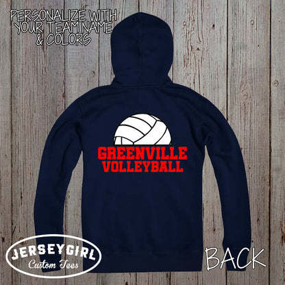 custom volleyball zip up hoodie