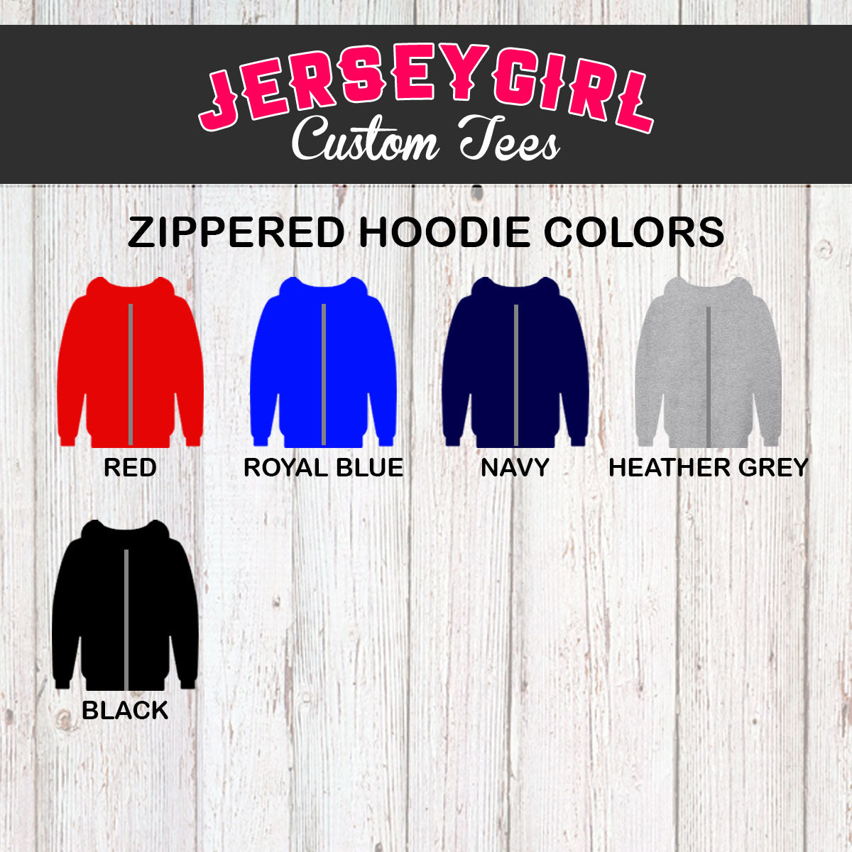 zip up hoodie color chart